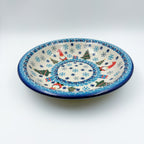 9”  Deep Bowl.  Hand crafted Polish pottery stoneware: UNIKAT Dancing Snowman Design