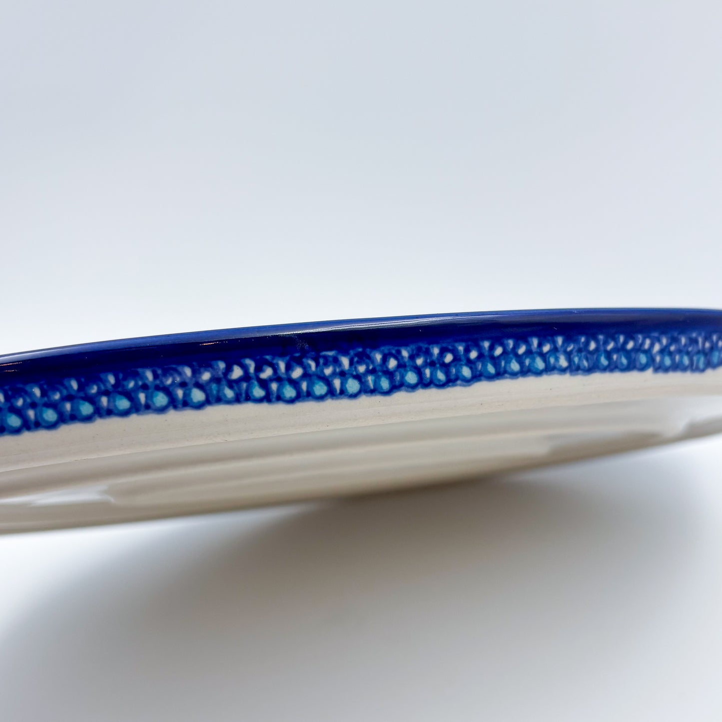 13.5" Oval Tray.  Hand crafted Polish pottery stoneware: UNIKAT Blueberry Design.
