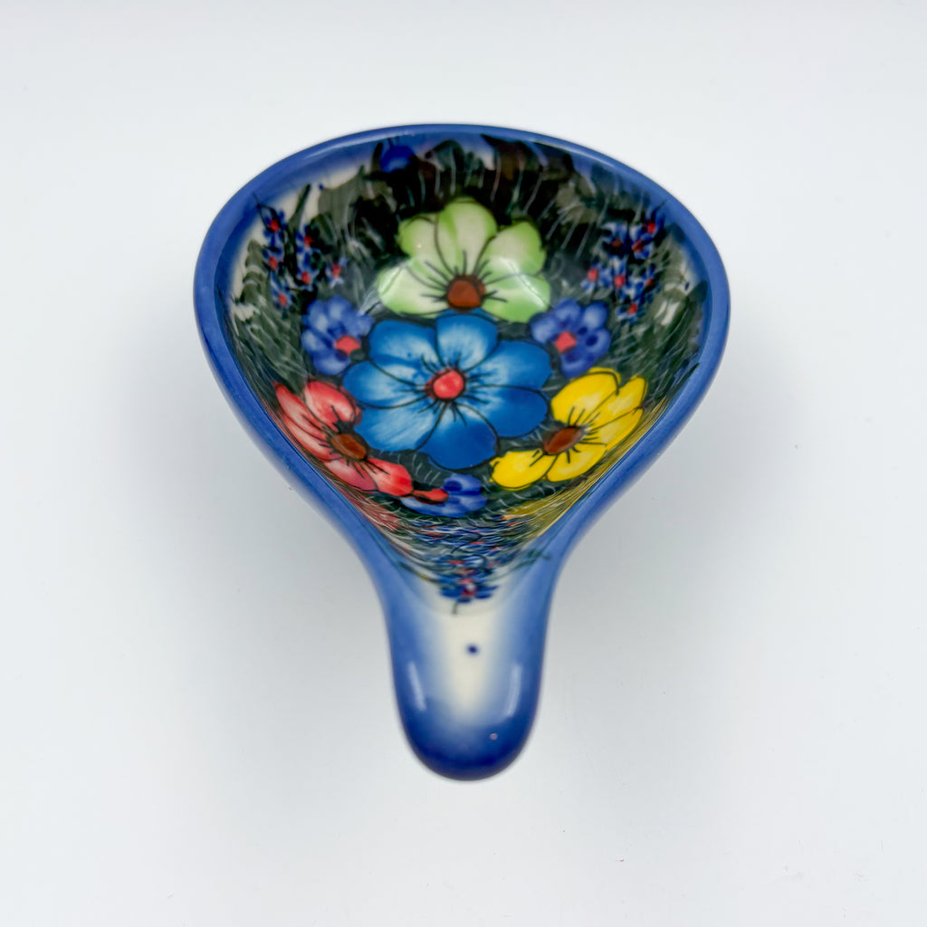 Spoon Stand.  Handmade Polish pottery.  UNIKAT Forget Me Not Pansy