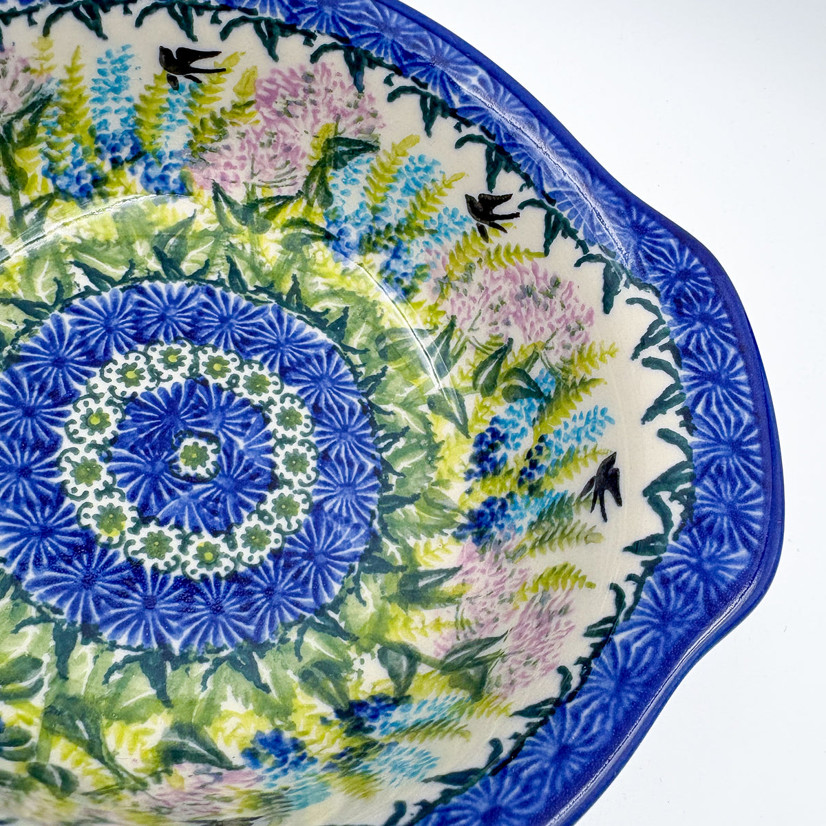 6" Baker with handles. Handmade in Poland.  UNIKAT Danda Bird Design
