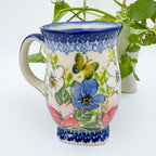 Tulip Mug 10oz. Handcrafted Polish pottery stoneware:  UNIKAT Garden Bouquet