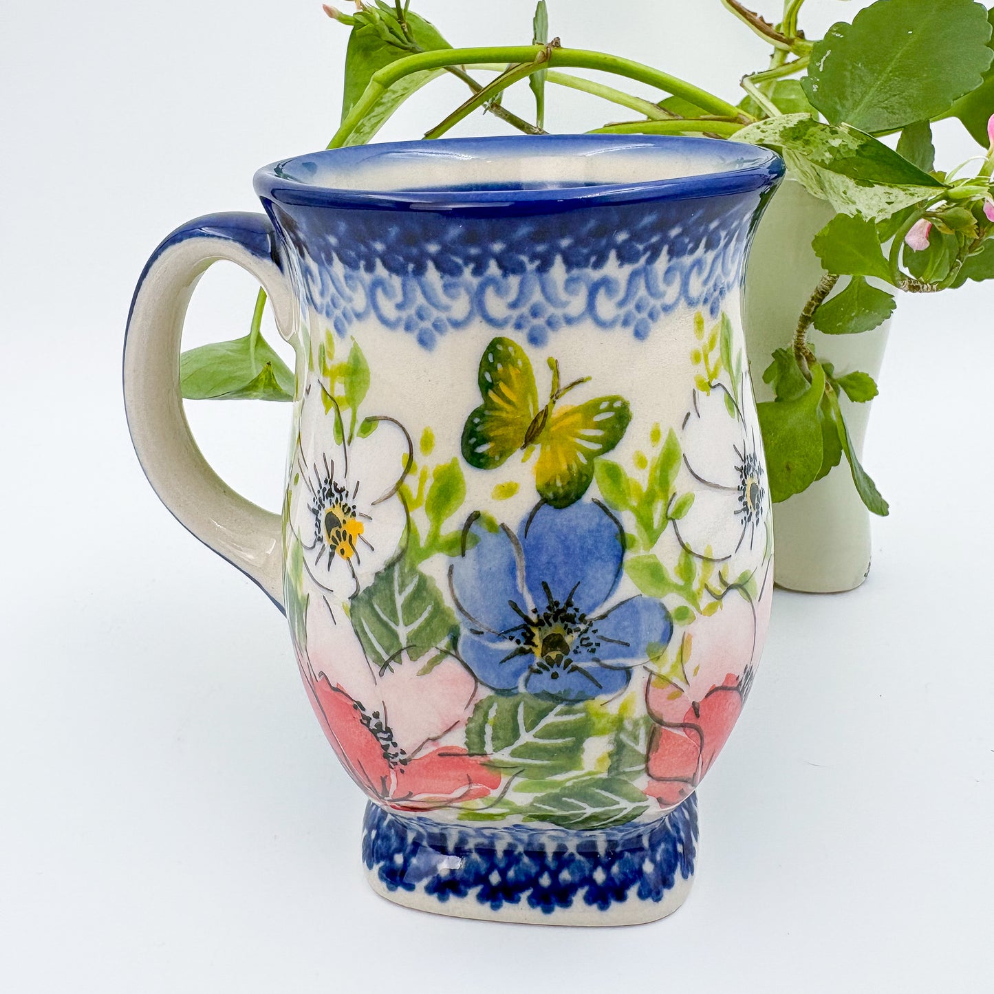Tulip Mug 10oz. Handcrafted Polish pottery stoneware:  UNIKAT Garden Bouquet
