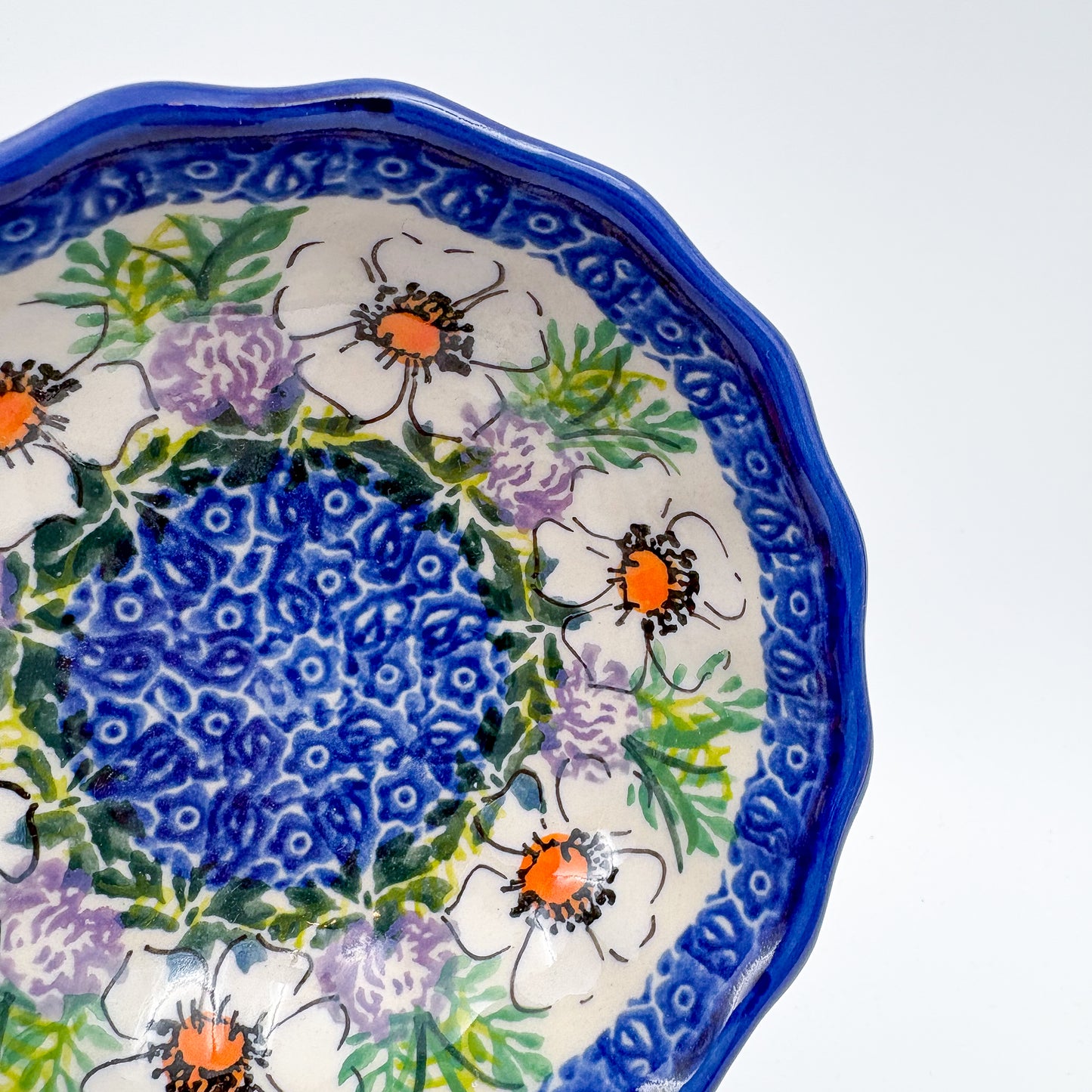 5” Scalloped Bowl.  Hand crafted Polish pottery stoneware:  UNIKAT Primrose