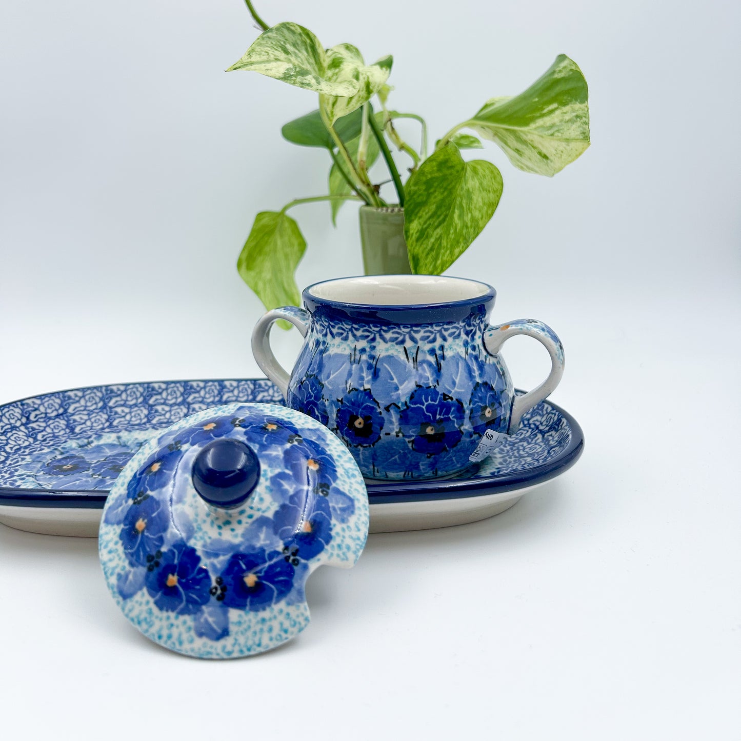 10" Cream and Sugar Set.  UNIKAT Deep Winter Design