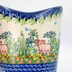 Basket Container & Utensil Med.  Handmade Polish pottery.  UNIKAT Piglet Pasture Design