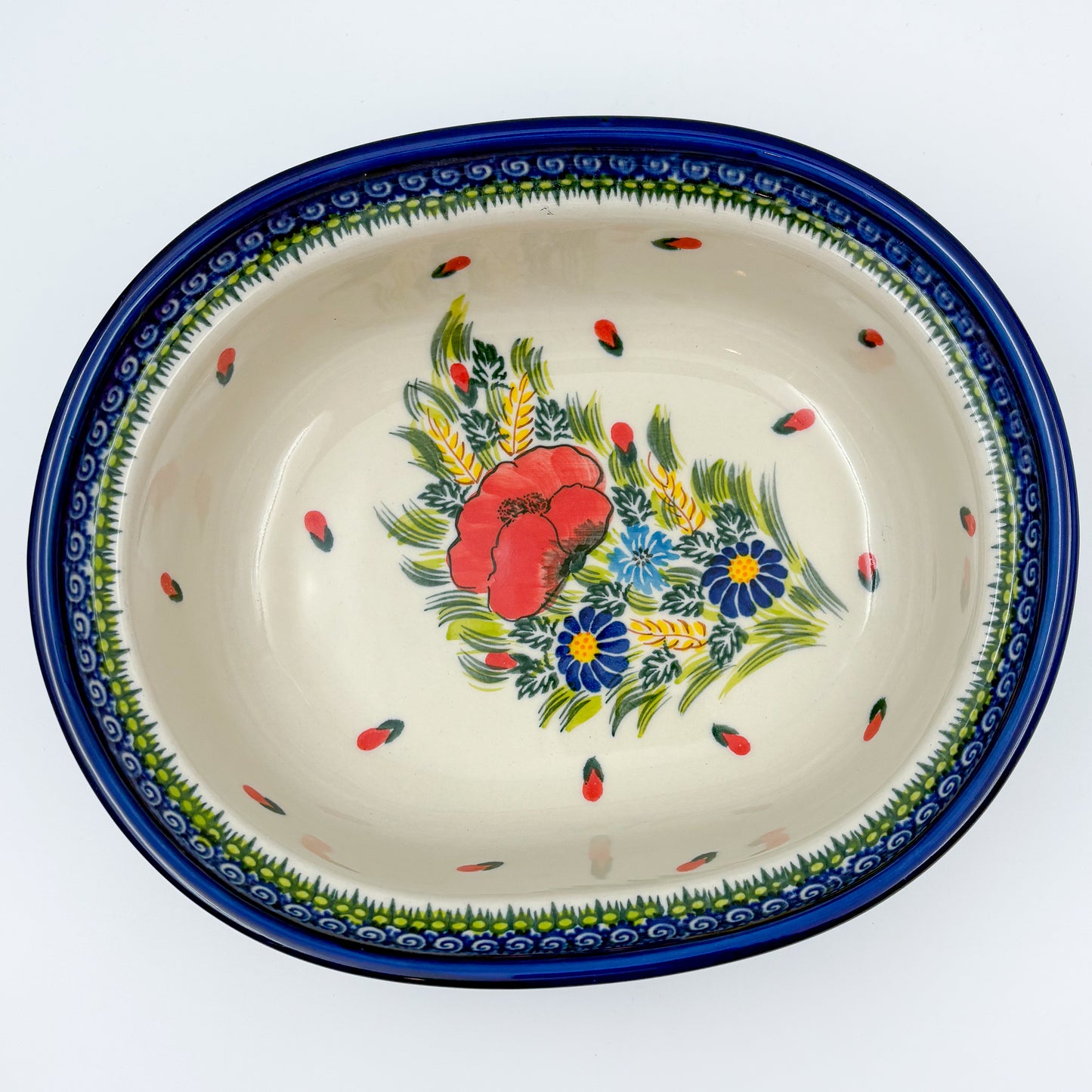 10” Baker Jacek with Lid Handmade in Poland.  UNIKAT Garden Poppy