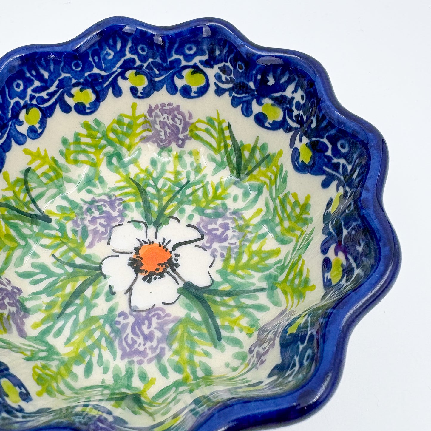 4” Small Babka Bowl.  Hand crafted Polish pottery stoneware:  Primrose Design