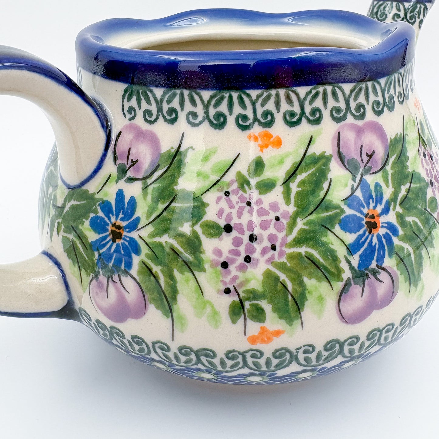 25 oz  Fruti Teapot.  Handcrafted Pottery in Poland. Floral Garden Design