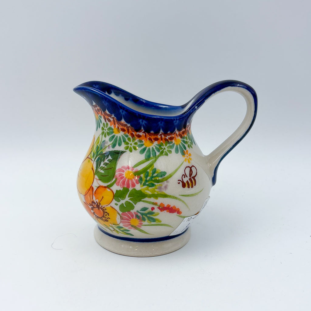 6 oz Kubus Creamer. Handcrafted in Poland UNIKAT Orange Poppy