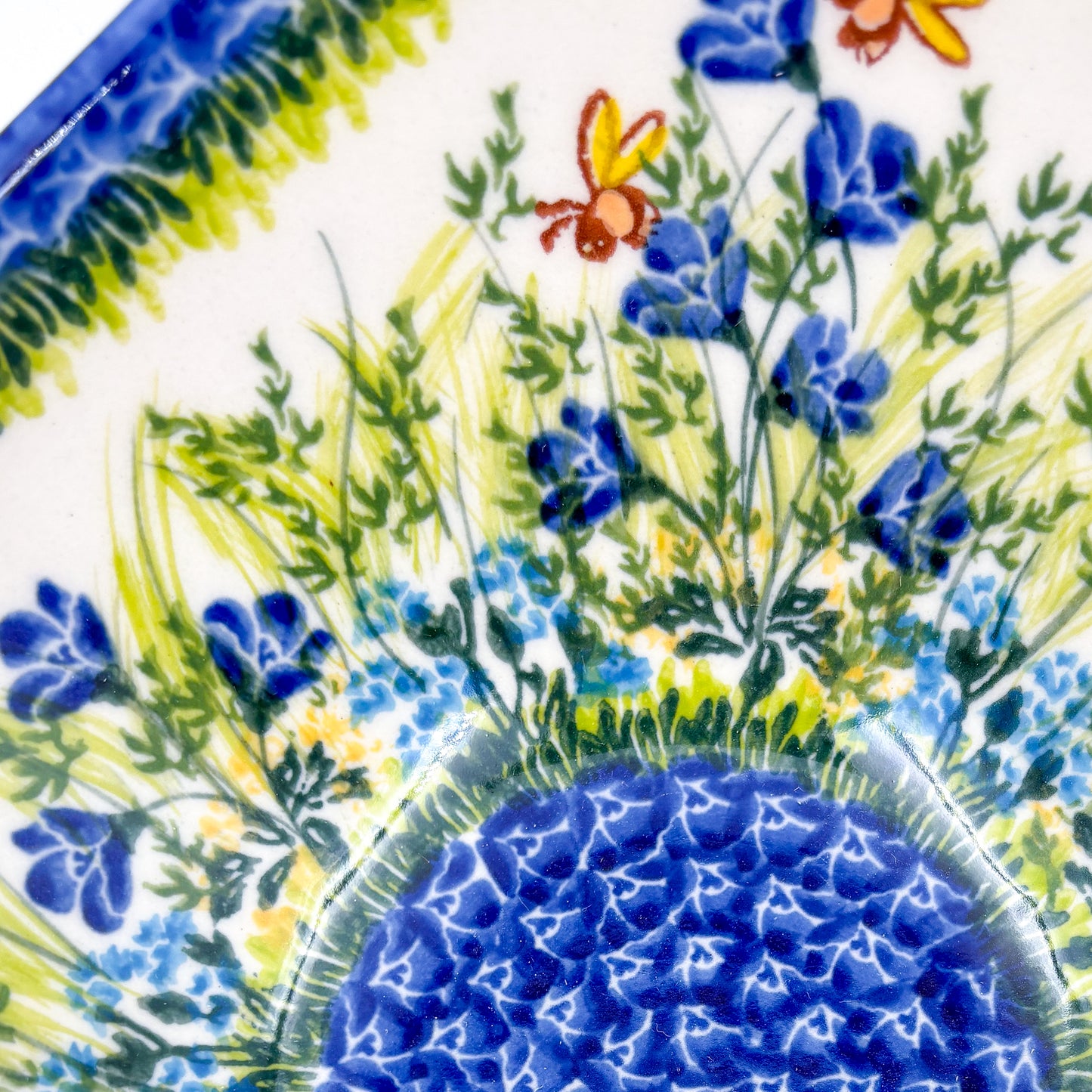 3 Point Bowl.  Hand crafted Polish pottery stoneware:  UNIKAT Bluebell Meadow