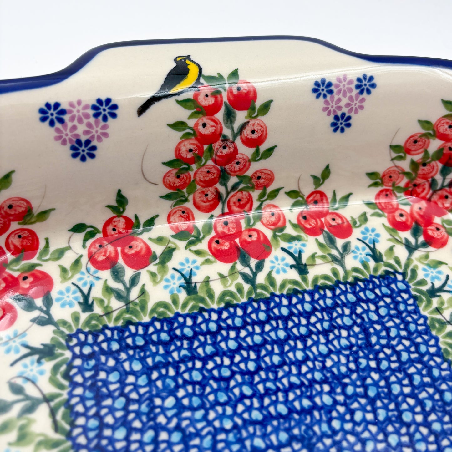 9” Lasagna Baker Handmade in Poland.  UNIKAT Red Berry Design