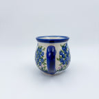 Blueberry bubble mug on white background, straight-on front view