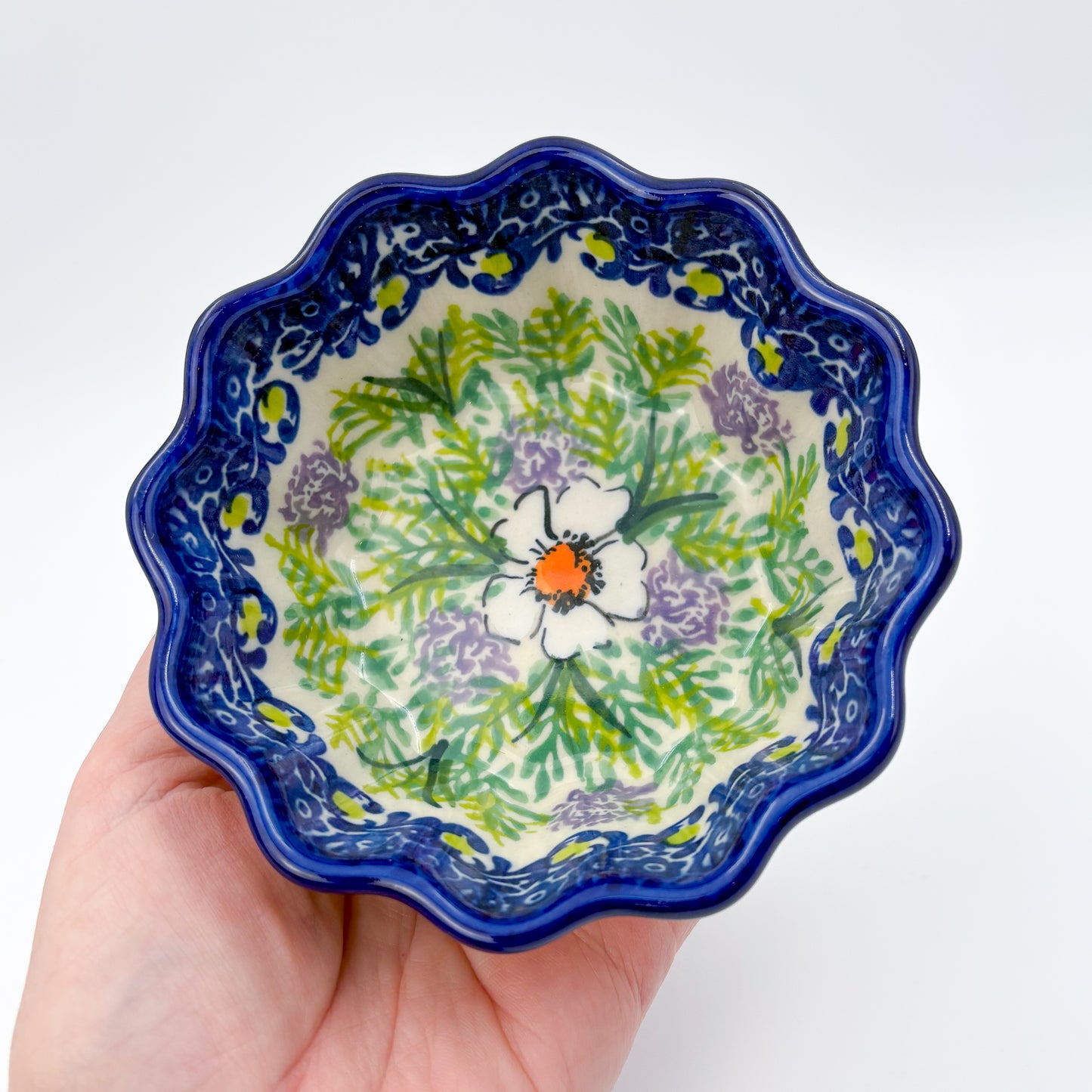 4” Small Babka Bowl.  Hand crafted Polish pottery stoneware:  Primrose Design