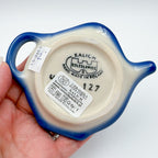 Teabag Holder.  Handmade Teapot Polish pottery.  UNIKAT Forget Me Not Pansy - Style 1