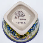 Bluebell Meadow small pedestal bowl, bottom stamp with Kalich Boleslawiec Unikat mark signed Kristel