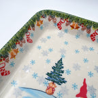9” Rectangular Baker. Handmade in Poland.  UNIKAT Gnome Winter