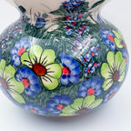 Kula Vase 5.5”.  Handmade Polish pottery.  UNIKAT Forget Me Not Pansy
