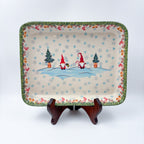 9” Rectangular Baker. Handmade in Poland.  UNIKAT Gnome Winter