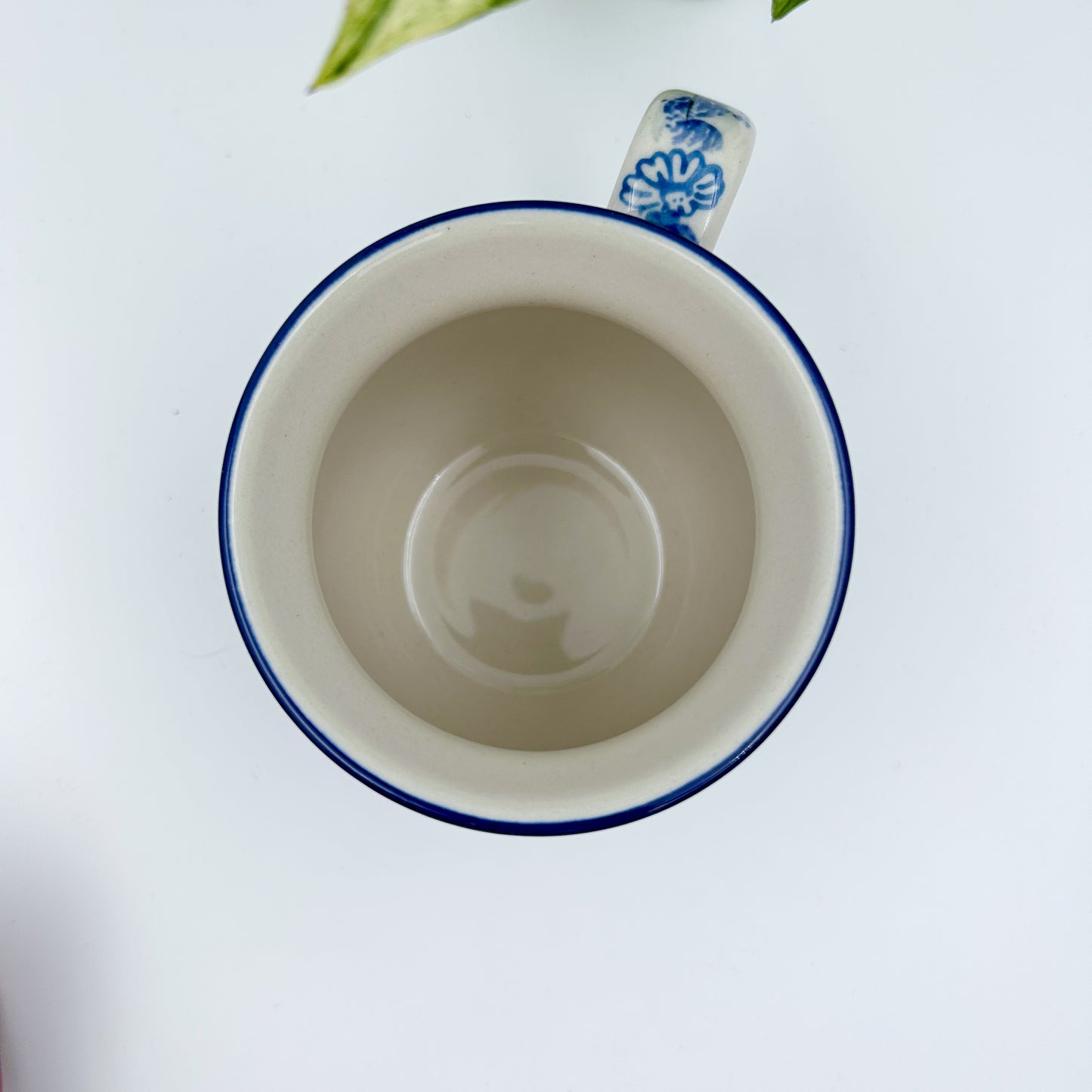 16 oz Bubble Mug. Handcrafted Polish pottery stoneware: UNIKAT Blue Wildflower