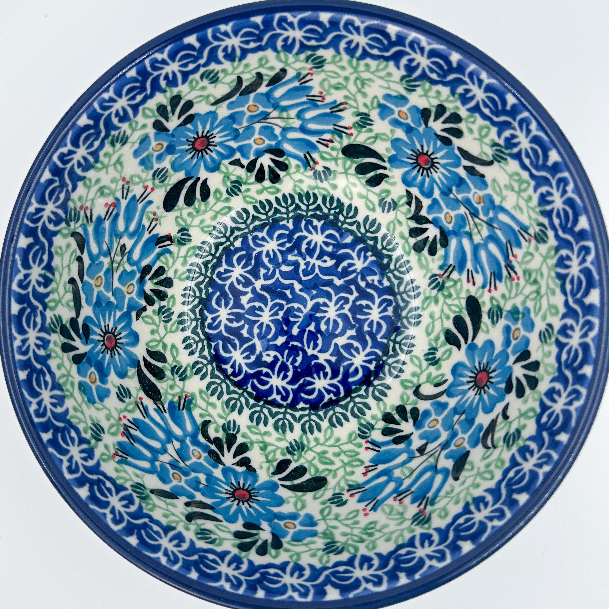 Polish pottery 6.” Bowl in the UNIKAT Windswept Blues pattern.
Ceramika Artystyczna Company
