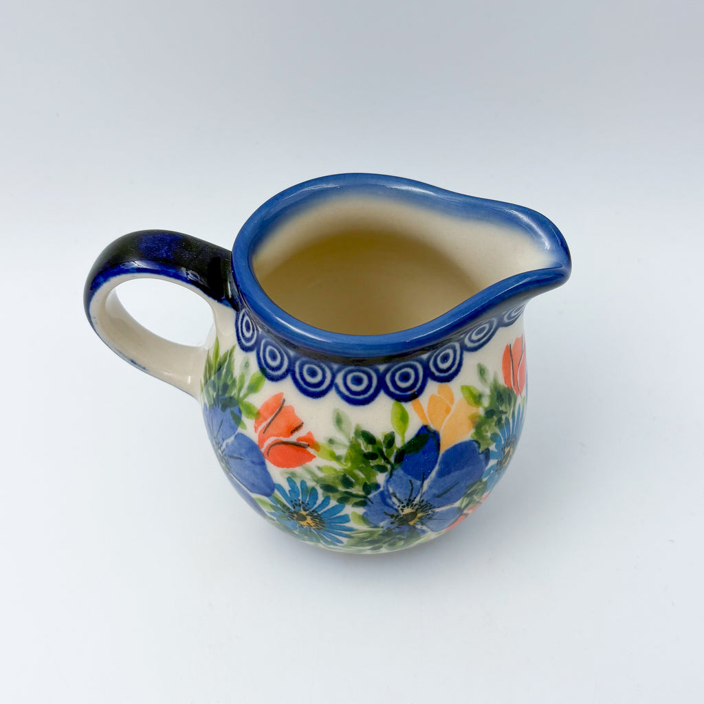 6 oz Kubus Creamer. Handcrafted in Poland UNIKAT Poppy Garden Bloom