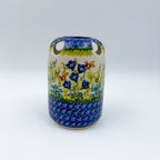 5” Toothbrush/Makeup Holder.  Hand crafted Polish pottery stoneware: UNIKAT Bluebell Meadow Design