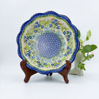 9" Wavy Bowl: UNIKAT Bluebell Meadow Design