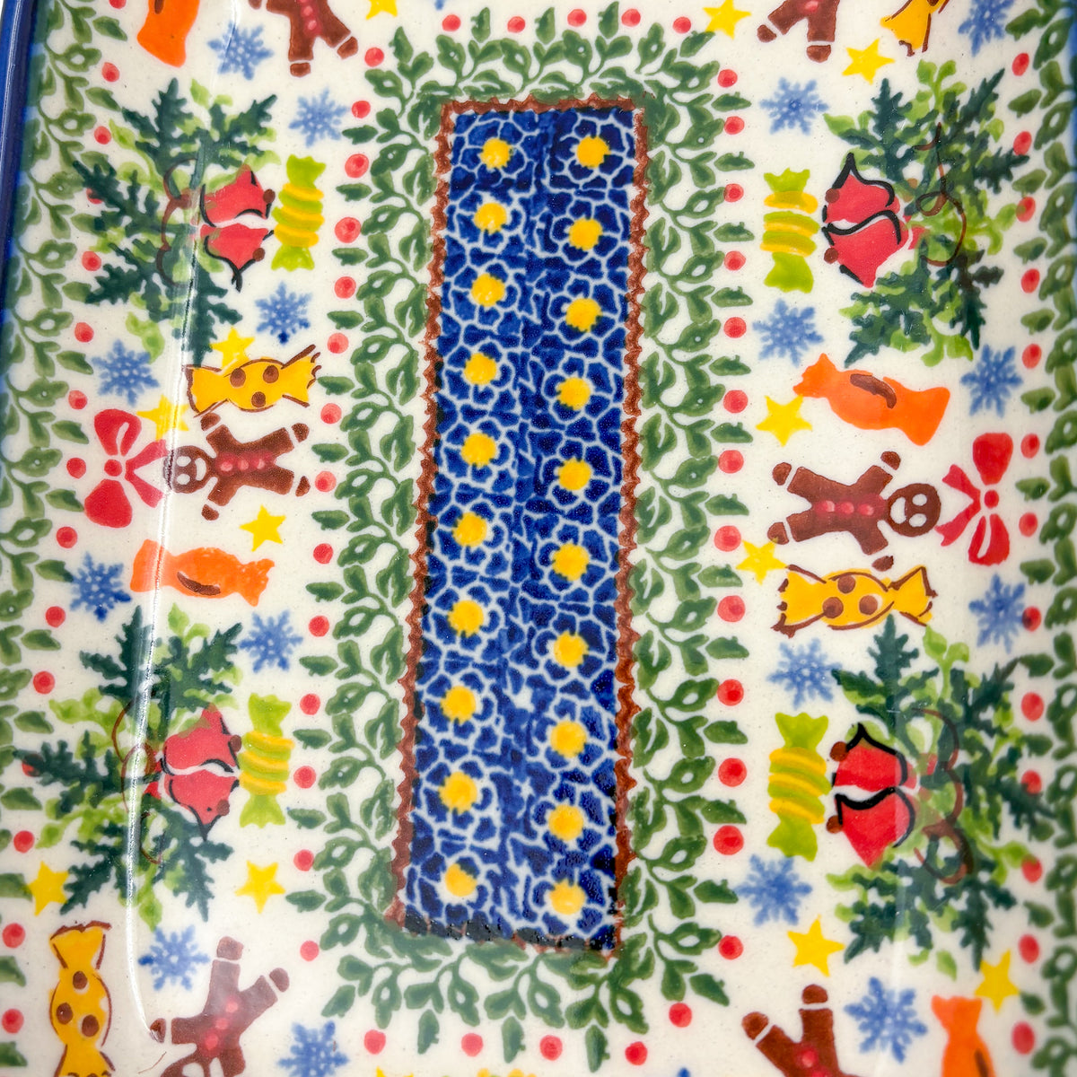 9" Boat Dish .  Hand painted Polish pottery stoneware.  UNIKAT Candyland