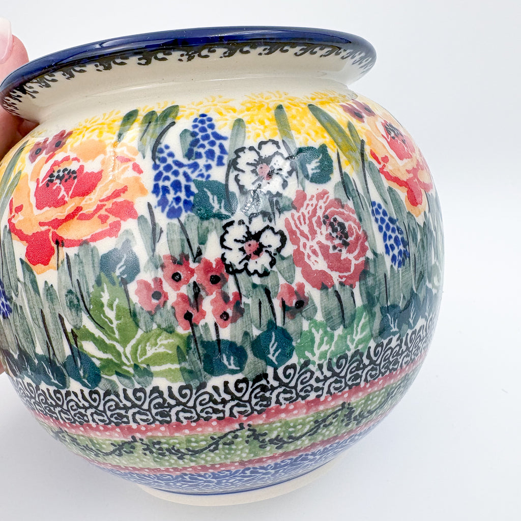Vase 6”.  Handmade Polish pottery.  UNIKAT Copper Rose Meadow Design