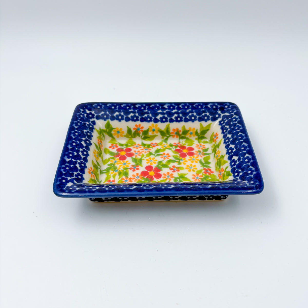 5" Bowl/Petite Soap Dish.  Handmade Polish pottery.  UNIKAT Spring Breeze