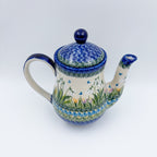 23 oz Teapot Florencja Handcrafted Pottery in Poland.  UNIKAT Snowdrop Garden