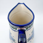 48 oz. Jacek Pitcher.  Hand painted Polish pottery stoneware UNIKAT Pansy Blues