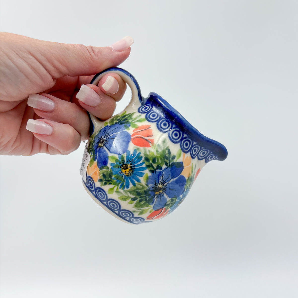 6 oz Kubus Creamer. Handcrafted in Poland UNIKAT Poppy Garden Bloom