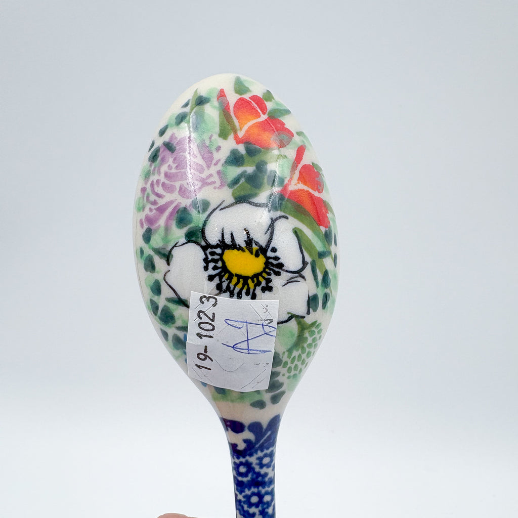 Spoon Lg 8”.  Handmade Polish pottery. UNIKAT Flower Patch