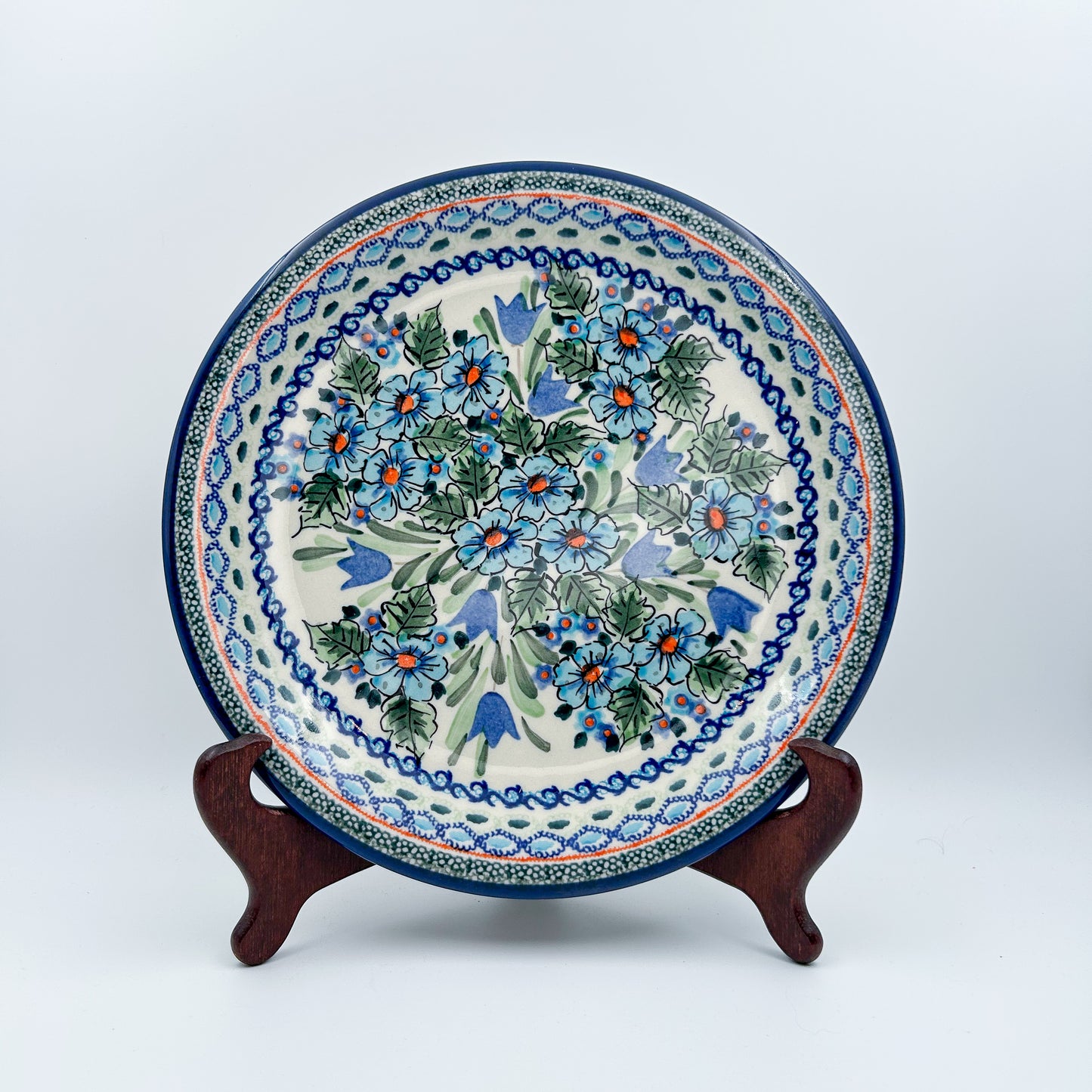 11” Plate.  Hand crafted Polish pottery stoneware: UNIKAT Evangeline Design