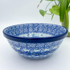 Deep Winter stacking bowl on white background, front view