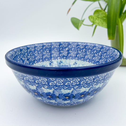 6.57” Stacking Bowl.  Hand crafted Polish pottery stoneware: UNIKAT Deep Winter Design.