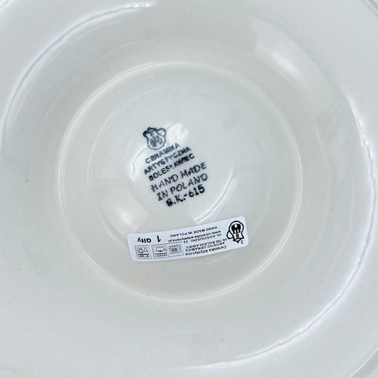 Chip and Dip Platter 12”. Hand crafted Polish pottery stoneware: Feathery Bluebells Design.