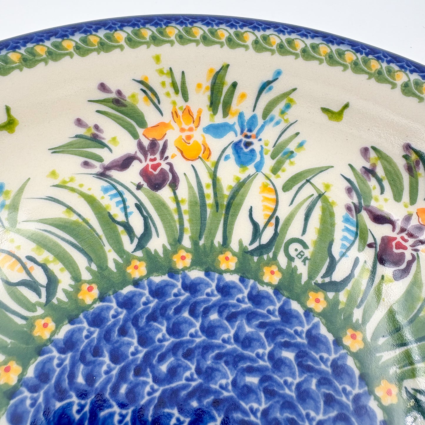 10.2” Plate.  Hand crafted Polish pottery stoneware: UNIKAT Iris Design