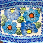 8” Baker Handmade in Poland.  UNIKAT Bold Blue Poppies Design