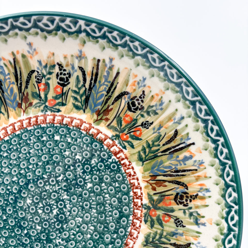 10” Plate.  Hand crafted Polish pottery stoneware: UNIKAT Harvest Design