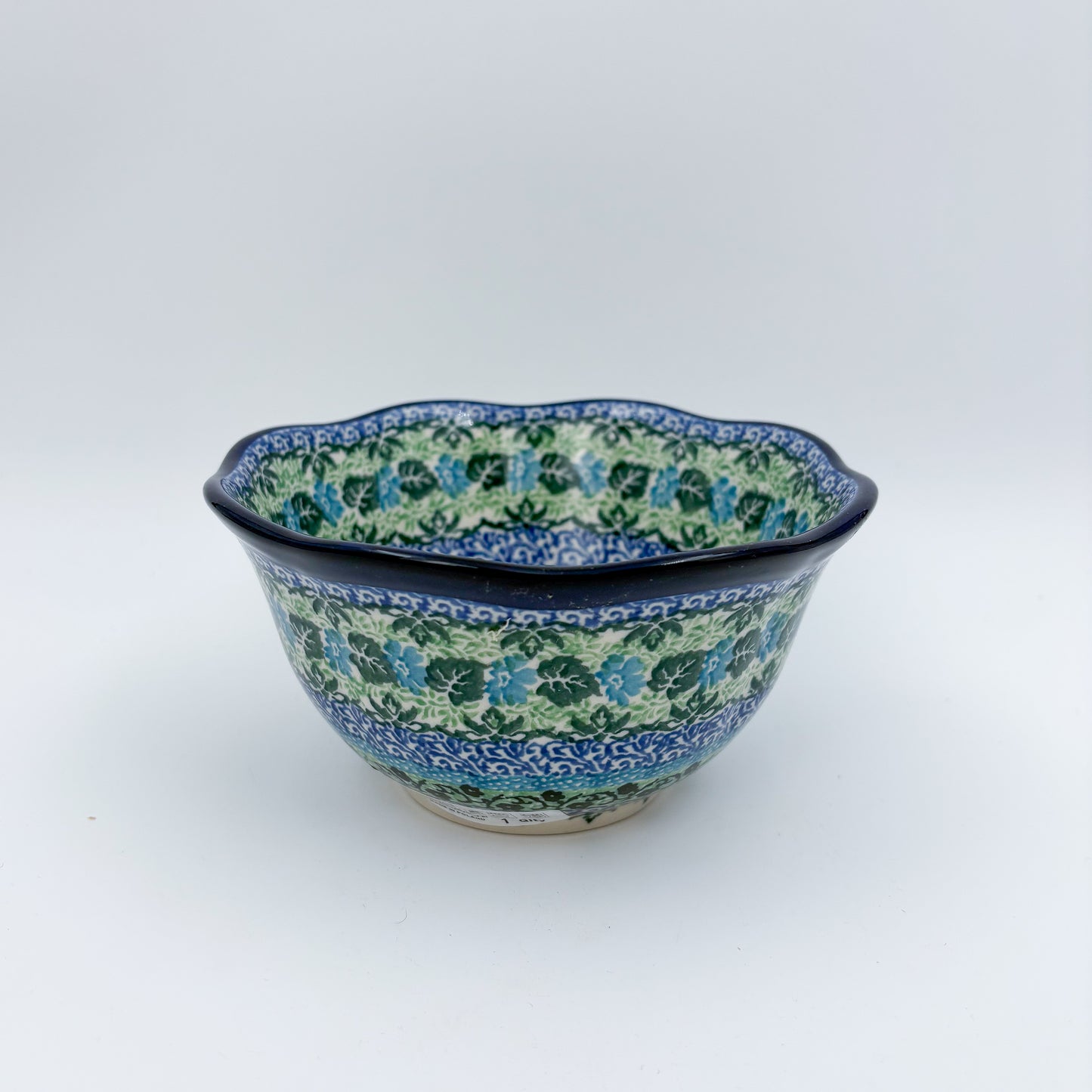 6" Scalloped Bowl.  UNIKAT Spring Floral Garland