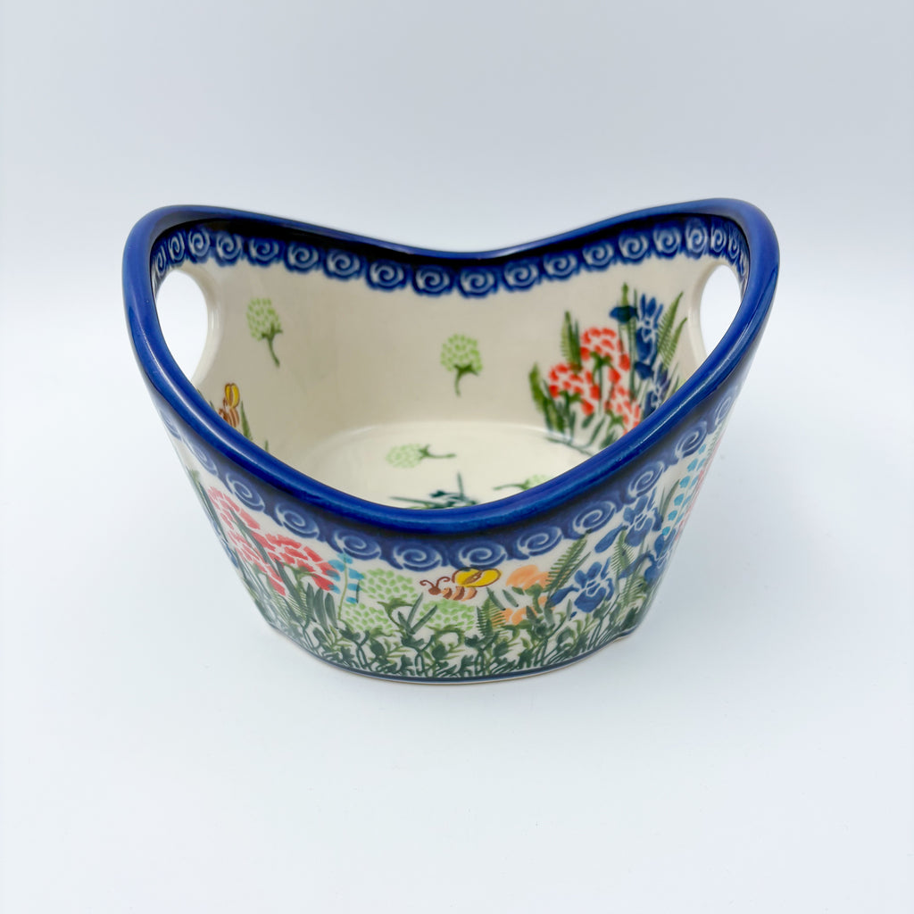 Basket Container Small.  Handmade Polish pottery.  UNIKAT Meadow Design