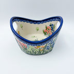Basket Container Small.  Handmade Polish pottery.  UNIKAT Meadow Design