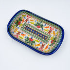7.5" Boat Dish .  Hand painted Polish pottery stoneware.  UNIKAT Candyland