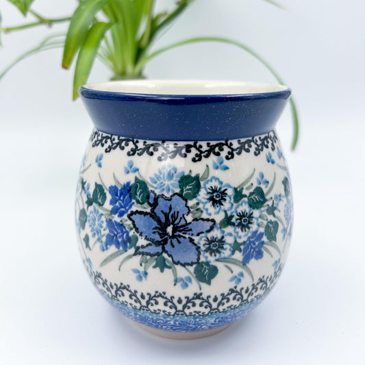 16 oz Bubble Mug. Handcrafted Polish pottery stoneware: UNIKAT Rhapsody in Blue Design