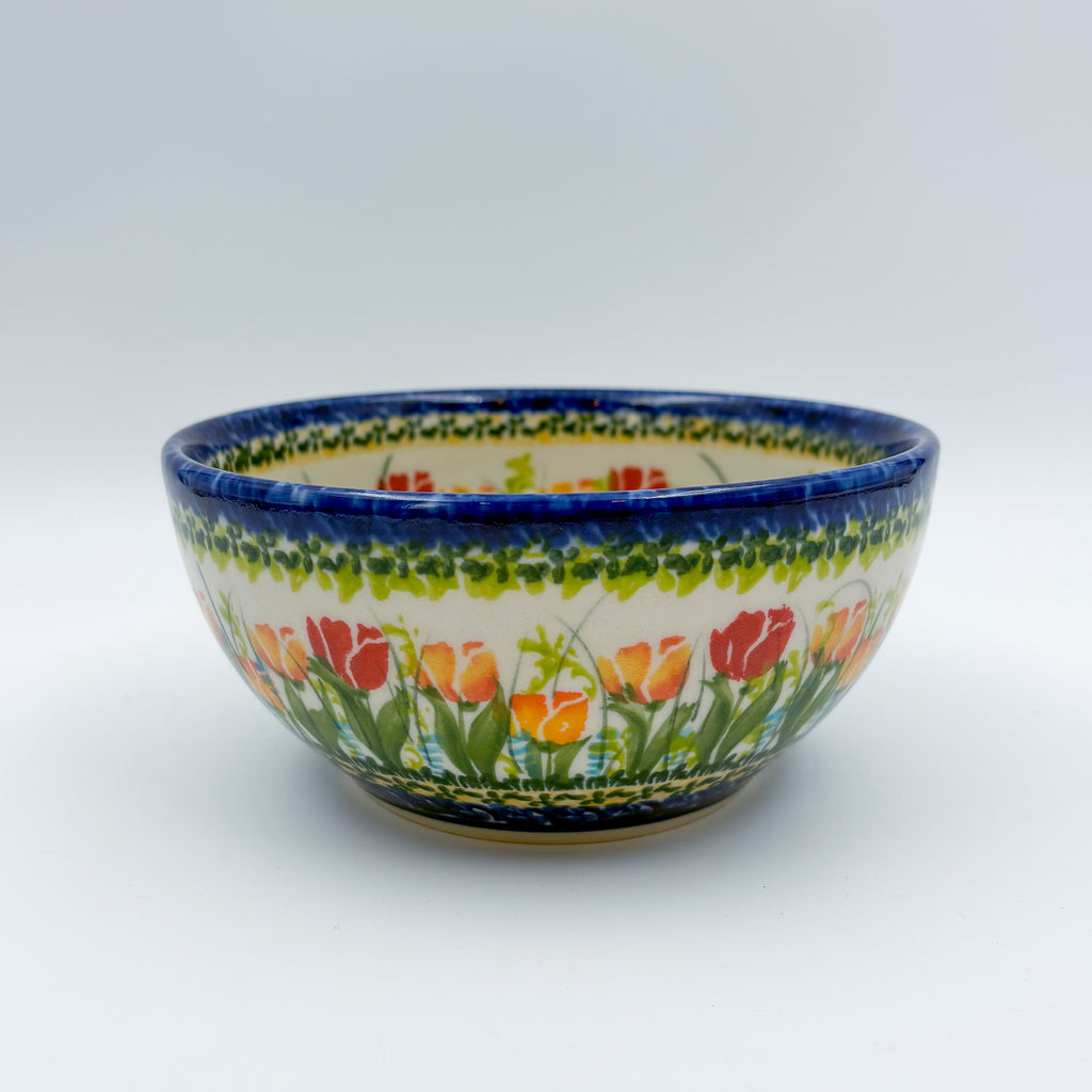 Wild Tulips bowl on white background, front view