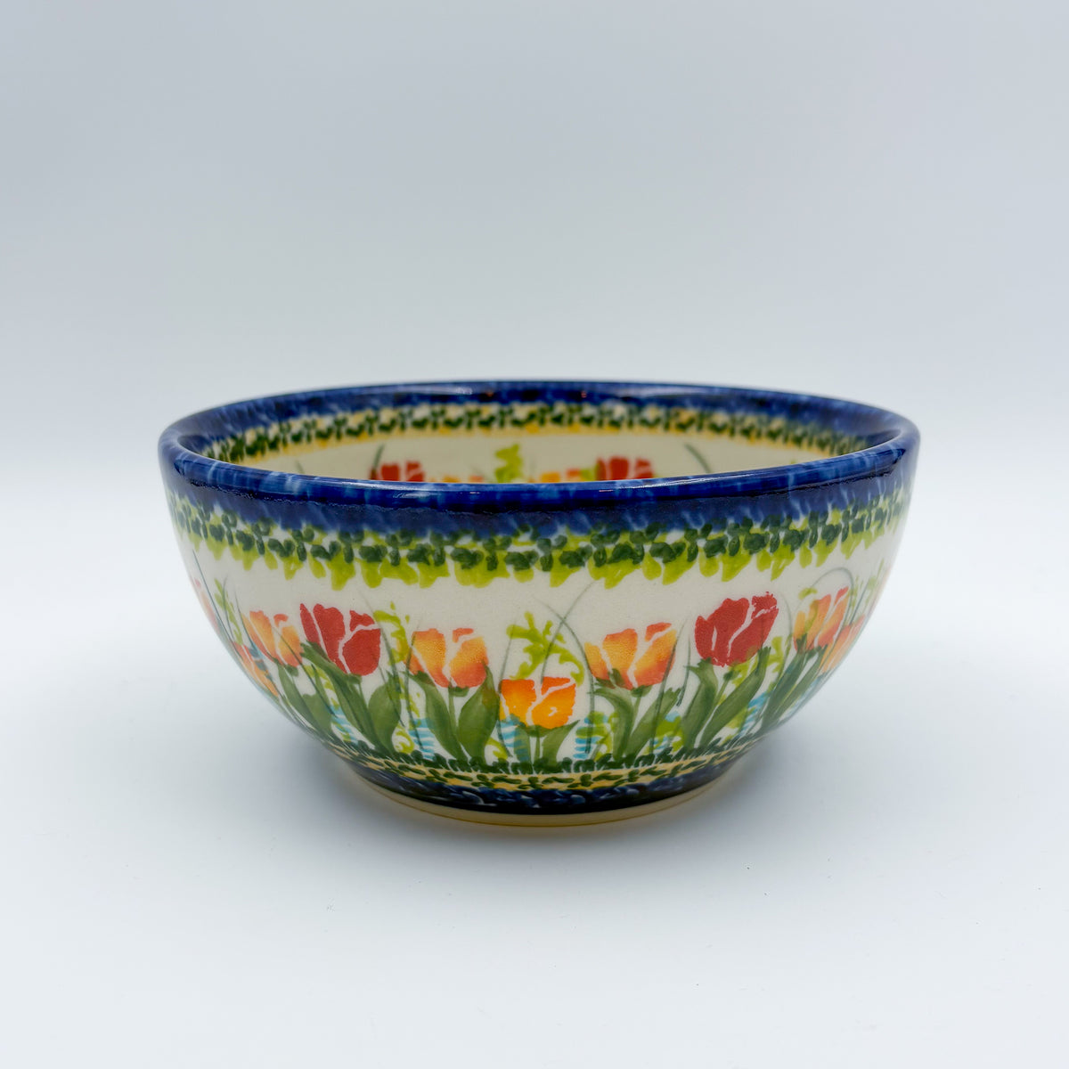 Wild Tulips bowl on white background, front view