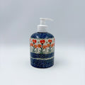 Soap Dispenser 5”.  Handmade Polish pottery.  Peach Spring Daisy Design