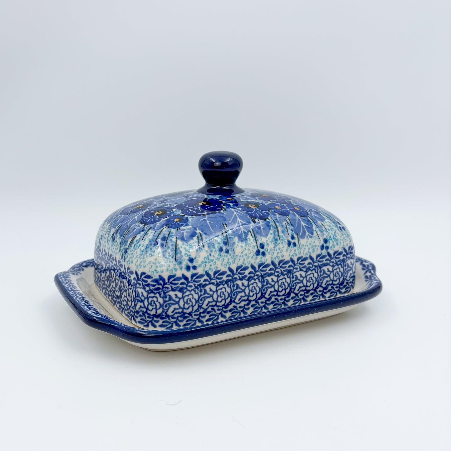 7" Butter Dish: UNIKAT Deep Winter Design